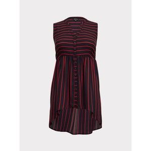 Torrid Lexie Georgette Tunic Tank Navy and Red 2X